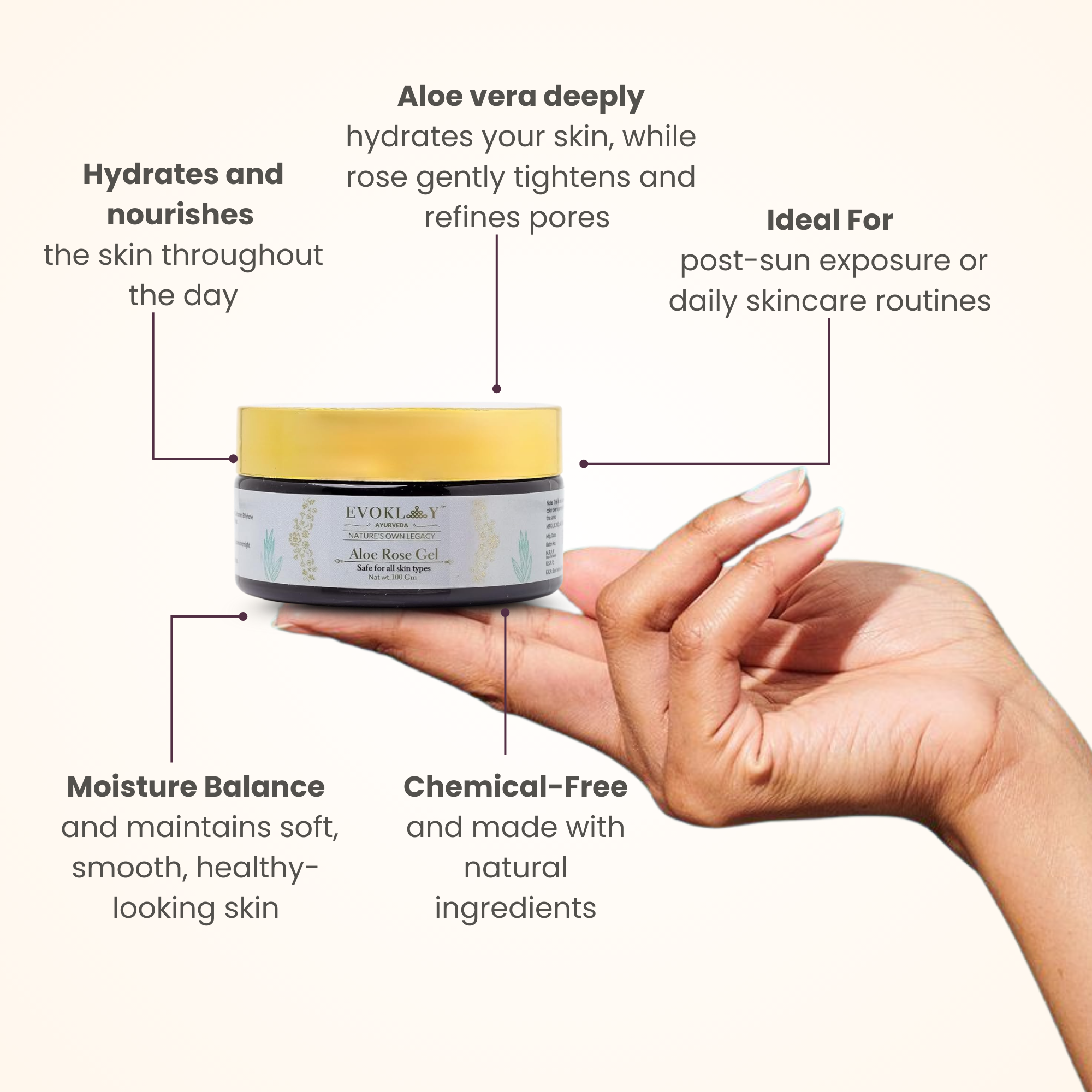 Aloe Vera Rose Gel | 100g | Soothing & Hydrating Face Gel with Aloe Vera & Rose Extracts