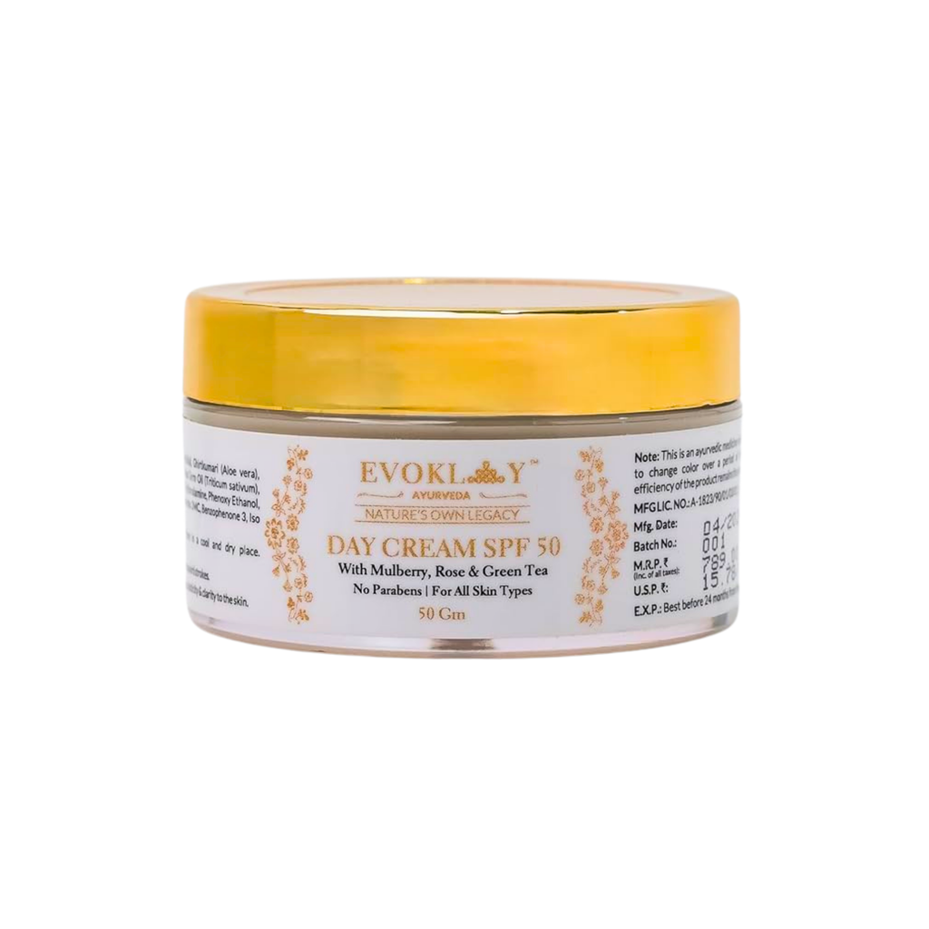 Day Cream SPF 50 with Mulberry, Rose & Green Tea | Brightening & Anti-Ageing Face Moisturizer